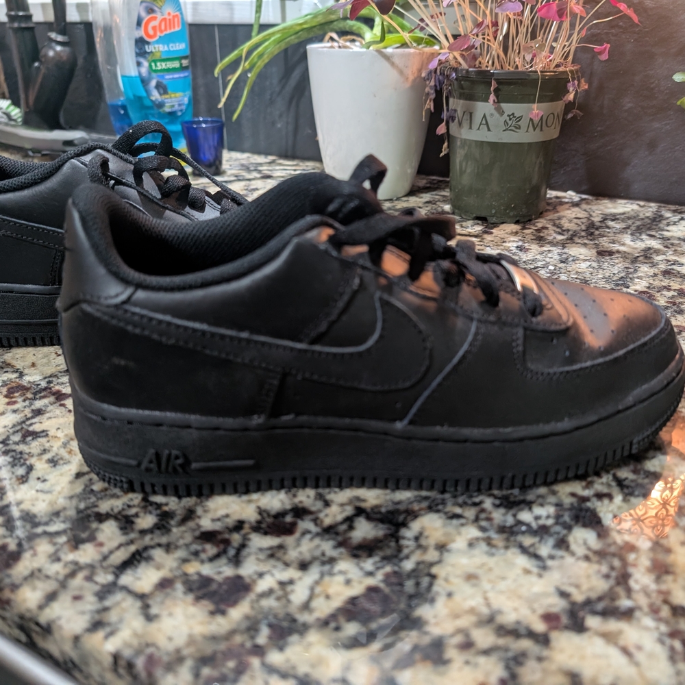 Black Sneakers with Leather Upper